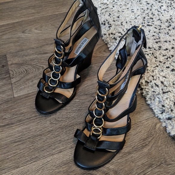 KELSI DAGGER Black Juno Wedges Size 8 - Picture 4 of 8